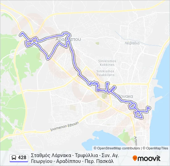 428 Bus Line Map