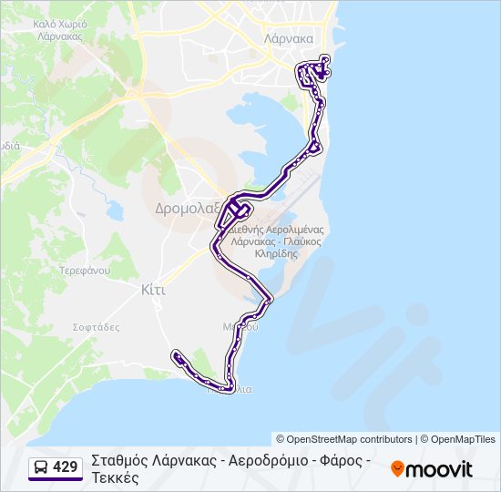 Χάρτης Γραμμής 429 λεωφορείο