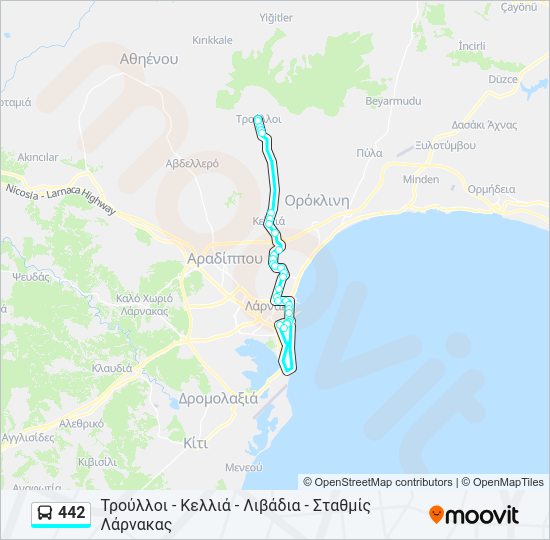 Χάρτης Γραμμής 442 λεωφορείο