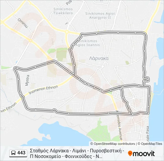 443 Bus Line Map