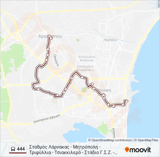 444 Bus Line Map