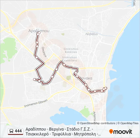 444 Bus Line Map