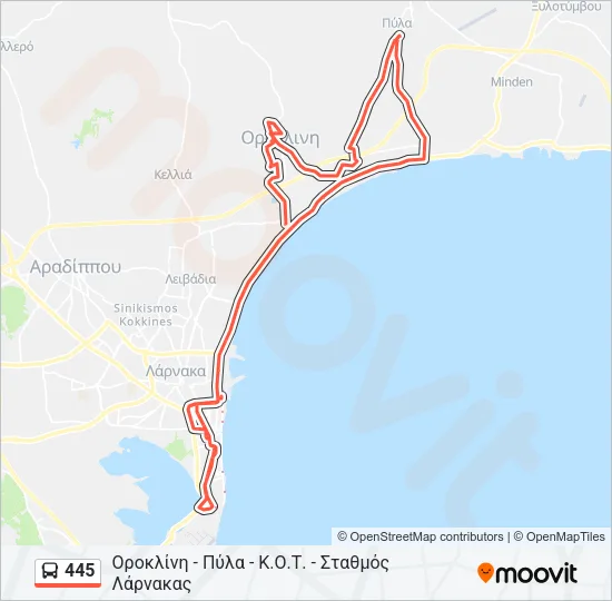 445 Bus Line Map