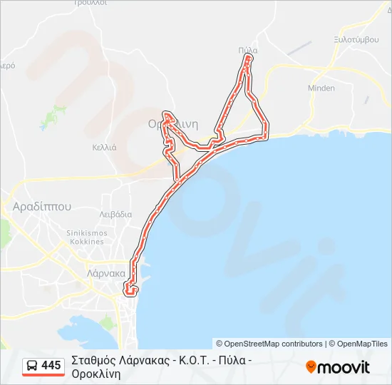 445 Bus Line Map