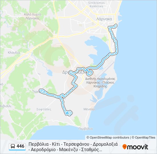 Χάρτης Γραμμής 446 λεωφορείο