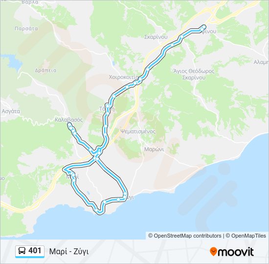 Χάρτης Γραμμής 401 λεωφορείο