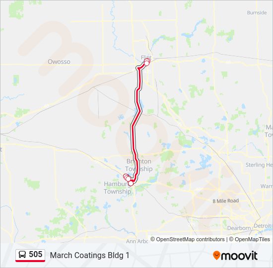 505 bus Line Map