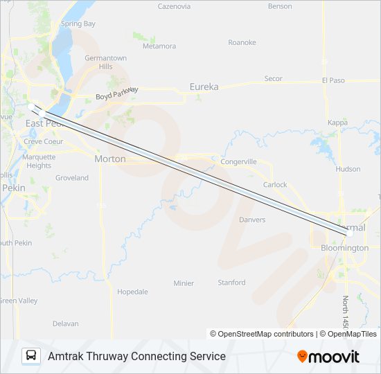 AMTRAK THRUWAY CONNECTING SERVICE Bus Line Map