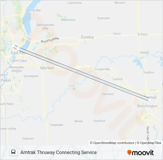 AMTRAK THRUWAY CONNECTING SERVICE Bus Line Map