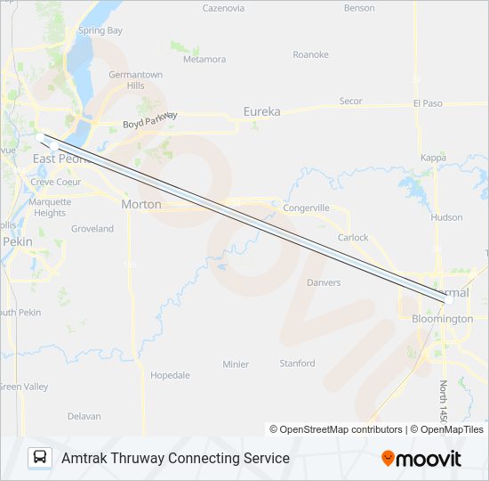 AMTRAK THRUWAY CONNECTING SERVICE bus Line Map