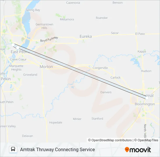 AMTRAK THRUWAY CONNECTING SERVICE Bus Line Map