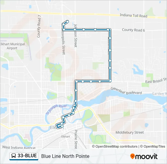 33-BLUE Bus Line Map