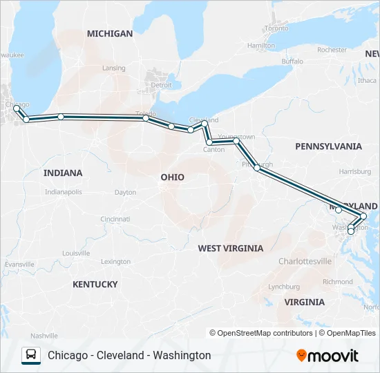 GREYHOUND US0164 Bus Line Map