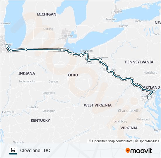 Mapa de GREYHOUND US0164 de autobús