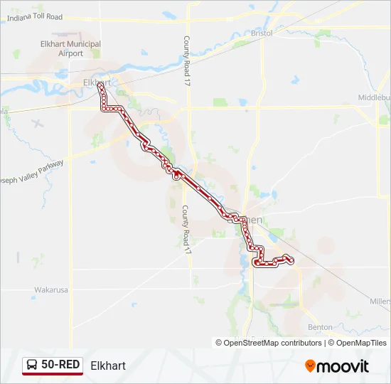 50-RED Bus Line Map