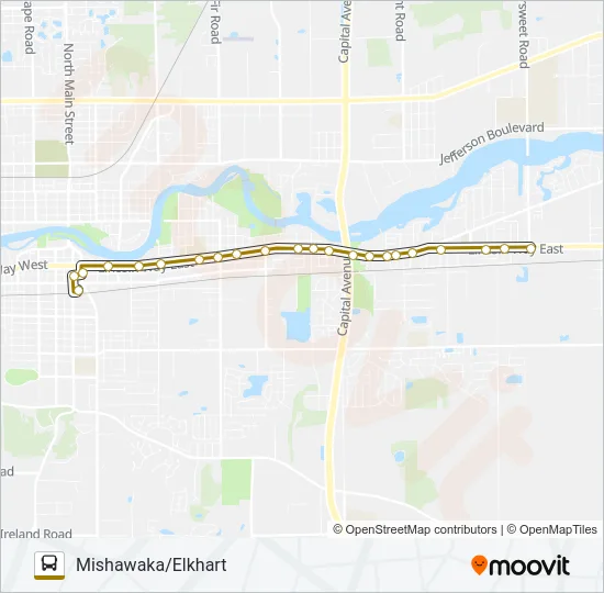 30-YELLOW Bus Line Map