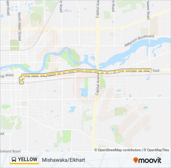 YELLOW Bus Line Map