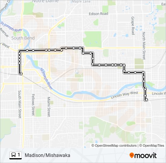 Mapa de 1 de autobús