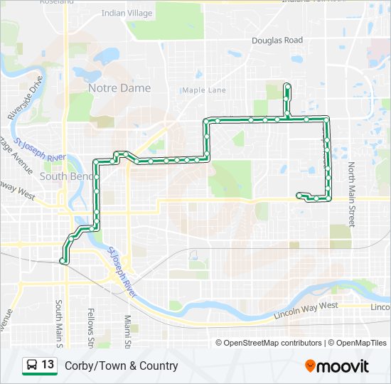 13 bus Line Map