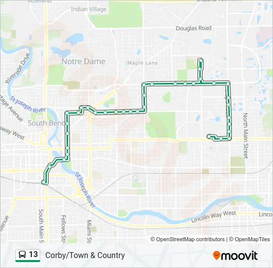 13 Bus Line Map
