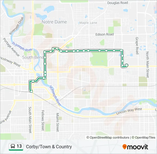 13 Bus Line Map