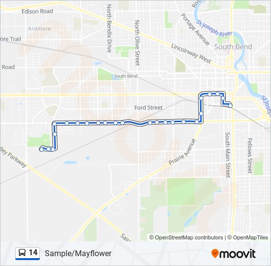 14 bus Line Map