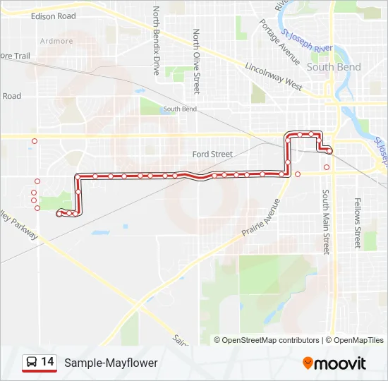 14 Bus Line Map