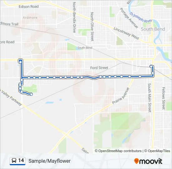 14 Bus Line Map