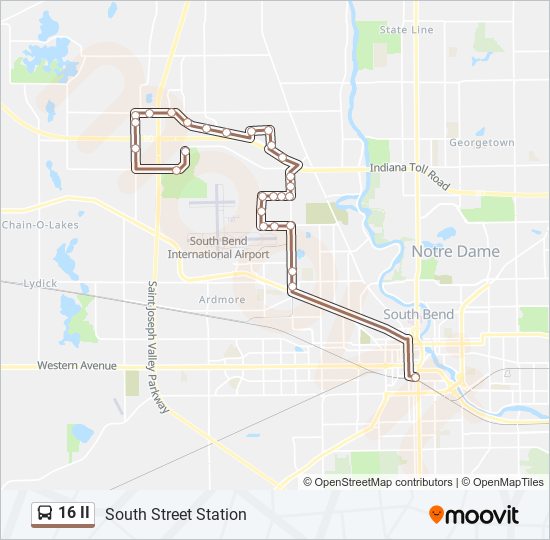 16 II bus Line Map