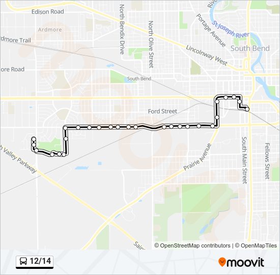 Mapa de 12/14 de autobús