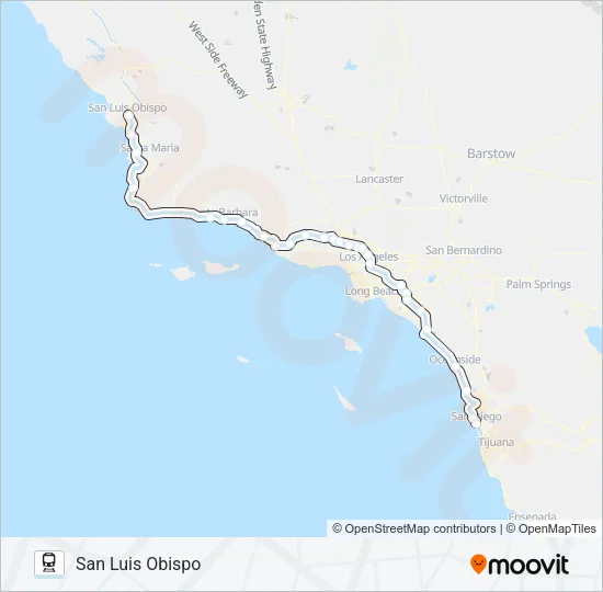 PACIFIC SURFLINER Train Line Map