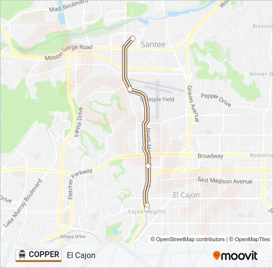 COPPER Cable Car Line Map