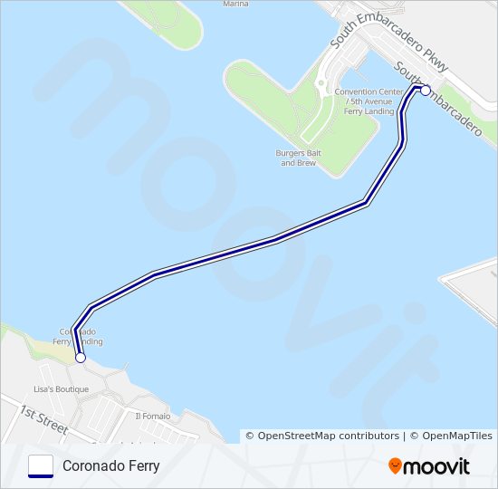 CORONADO FERRY ferry Line Map