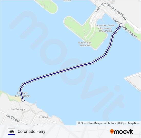 CORONADO FERRY ferry Line Map