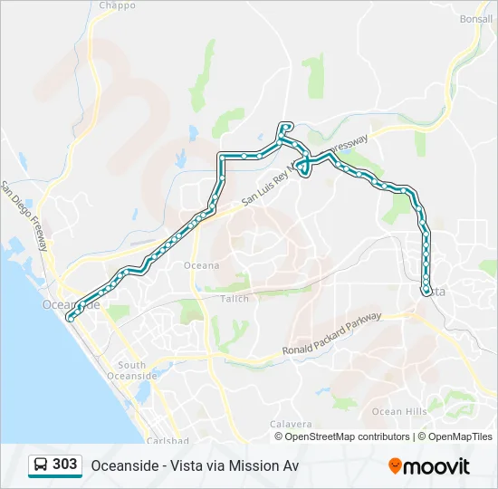 303 Bus Line Map