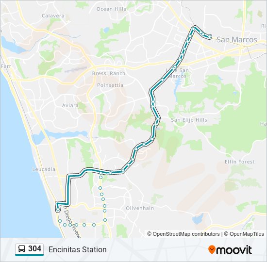 304 bus Line Map