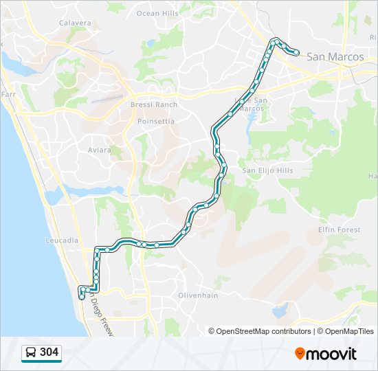 304 bus Line Map