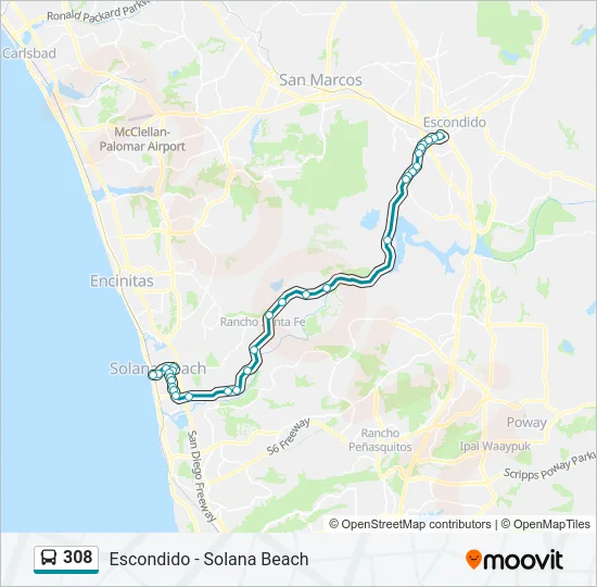 308 Bus Line Map
