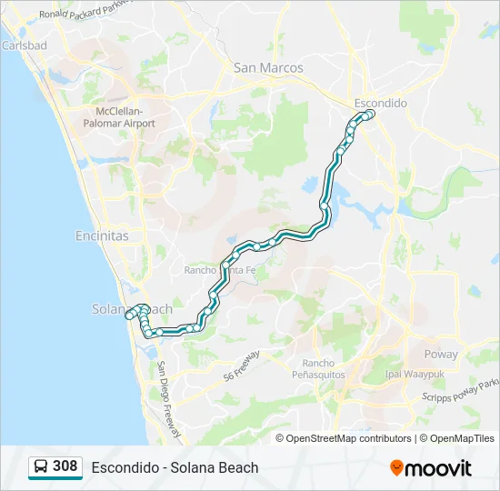 308 Bus Line Map