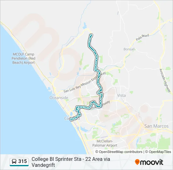 315 Bus Line Map