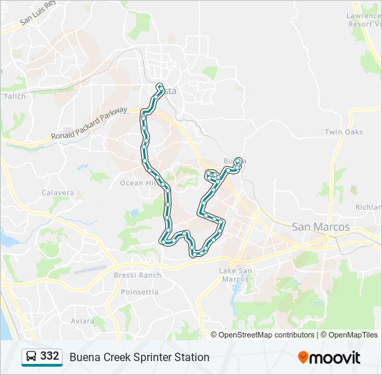 Mapa de 332 de autobús