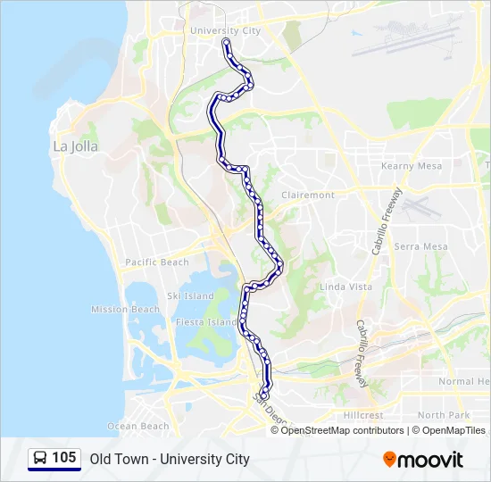 105 Bus Line Map