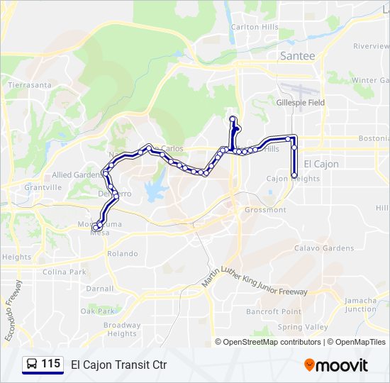 115 bus Line Map