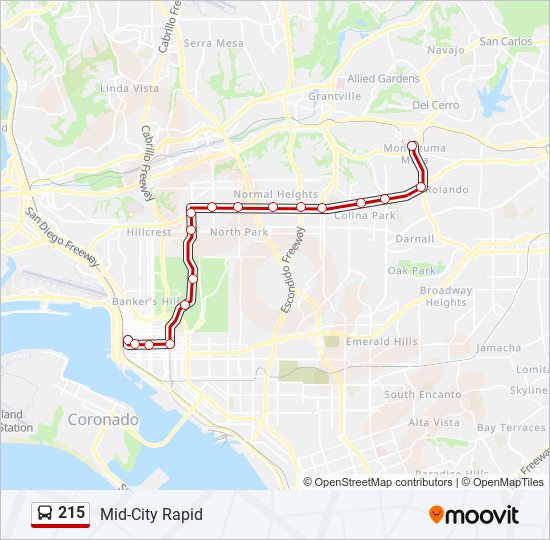 215 bus Line Map