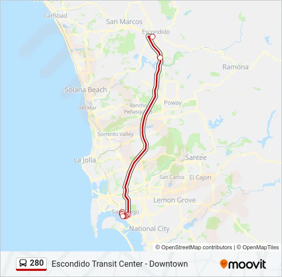 280 Bus Line Map