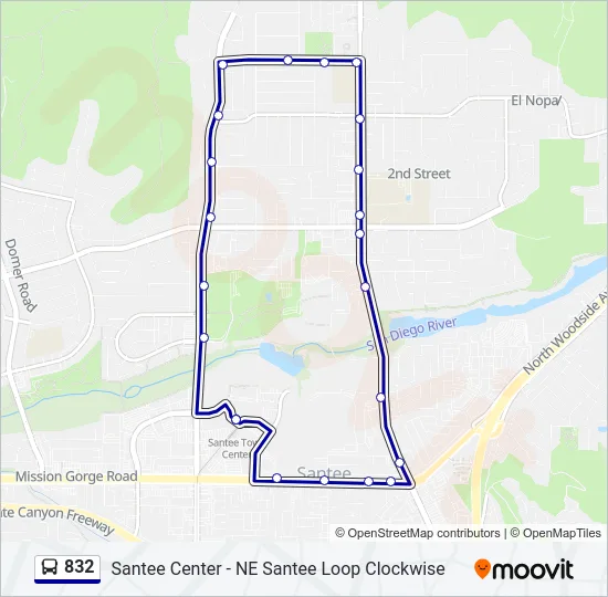 832 Bus Line Map