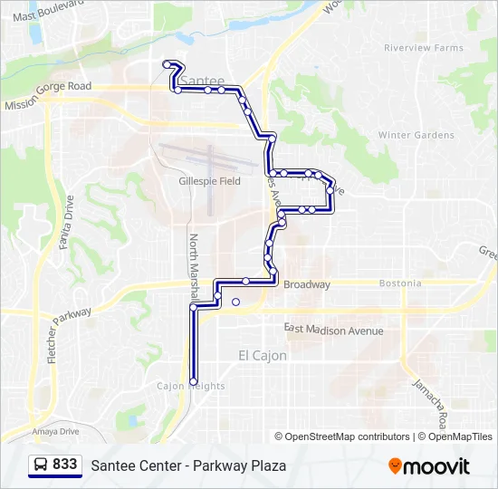 833 Bus Line Map
