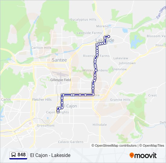 848 bus Line Map