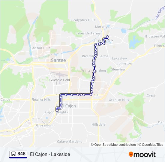 848 bus Line Map