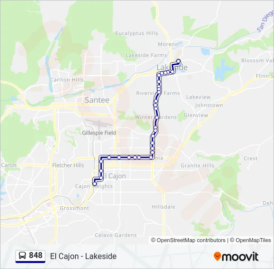 848 Bus Line Map